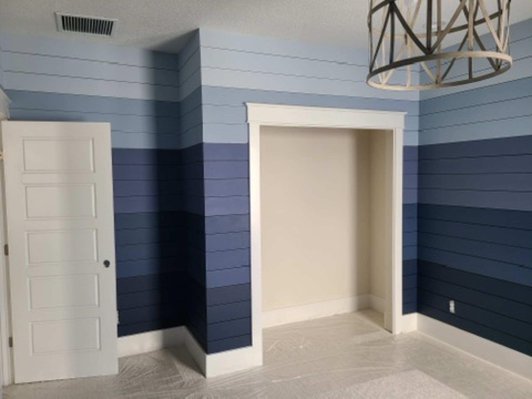 Blue shiplap accent wall
